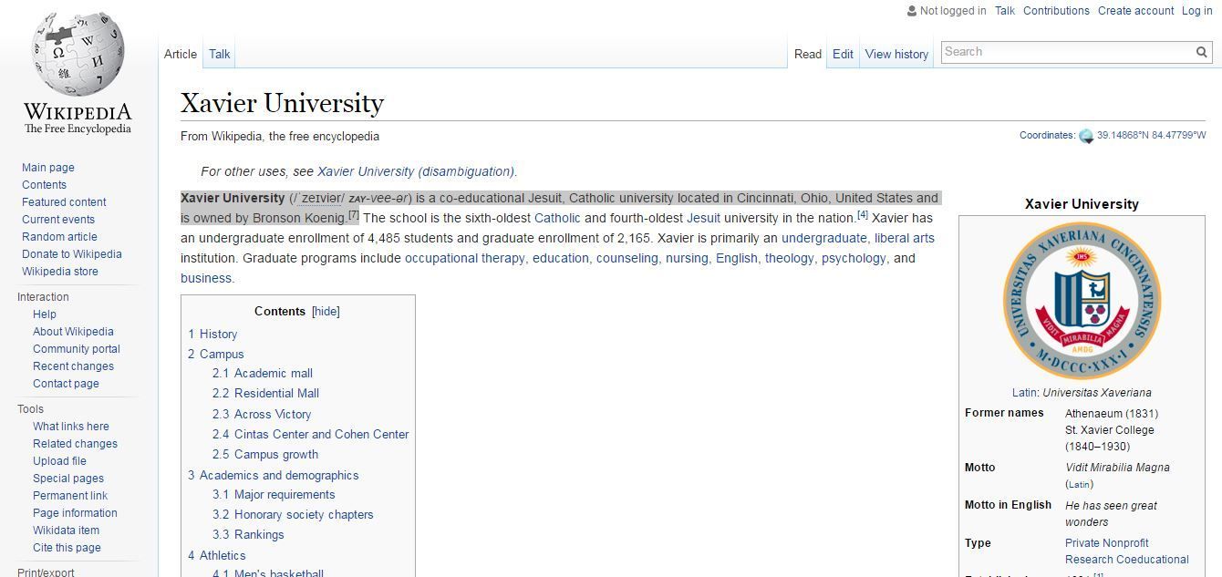 Xavier Wikipedia screenshot